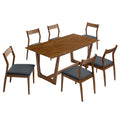 Solara 7-Piece Wood Dining Set with Vegan Leather Side Chairs
