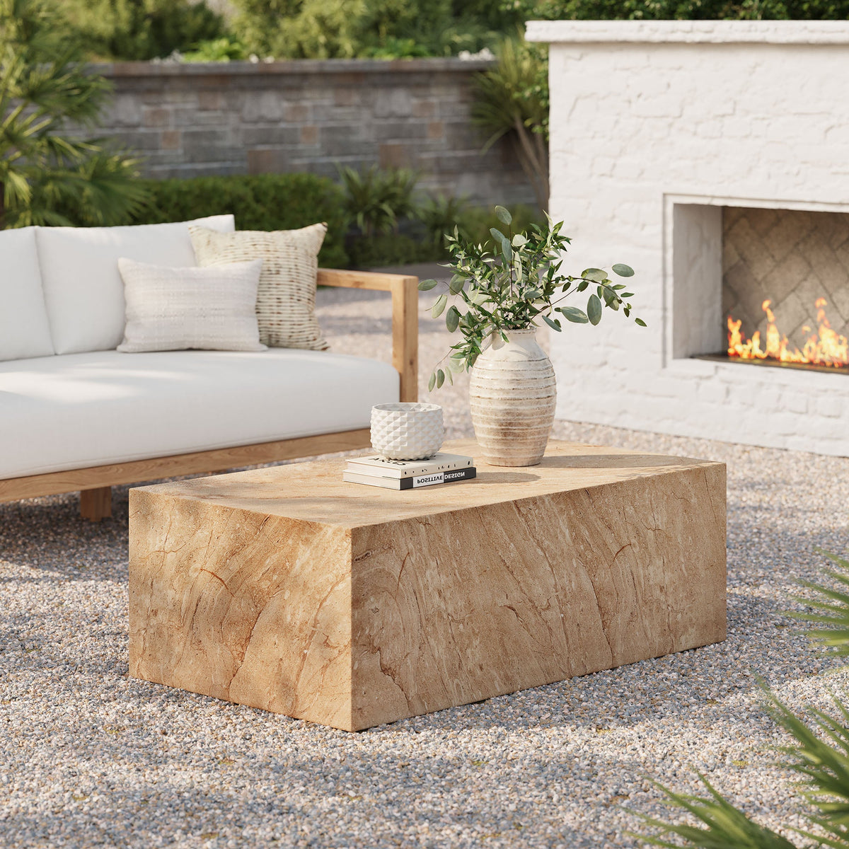 Jordana Concrete Table in Travertine