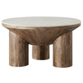 Ellison Round Wood Coffee Table with Marble Top