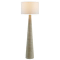 Saylor Carved Ribbed Wood Floor Lamp With Drum Shade