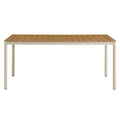 Finn 71" Outdoor Patio Aluminum Dining Table with Faux Wood Top