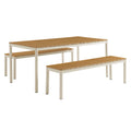Finn Outdoor Patio Aluminum Faux Wood Dining Set with Benches