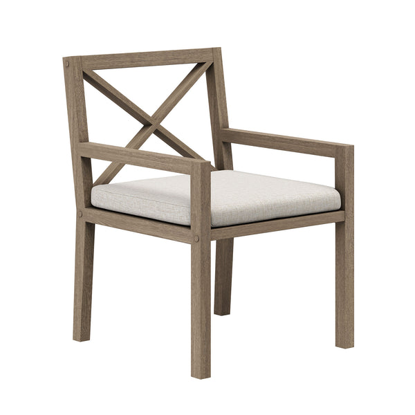 Northlake Outdoor Patio Teak Dining Armchair - Pebble