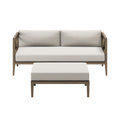 Northlake Outdoor Patio Teak Wood Loveseat and Ottoman Set