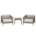 Northlake 3-Piece Outdoor Patio Teak Wood Furniture Set with Armchair and Side Table