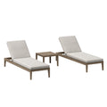 Northlake 3-Piece Outdoor Patio Teak Wood Furniture Set with Chaise Lounges and Side Table
