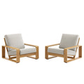 Lirienne Outdoor Patio Aluminum Faux Wood Armchairs Set of 2