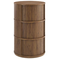 Clement Round Pedestal Stand Storage Table With Sliding Tambour Doors