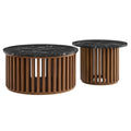Fortitude Round Faux Marble Top Nesting Coffee Table Ensemble