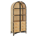 Jane 71 Inch Tall Arched Natural Rattan Bookshelf