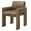 Daven Vegan Leather Dining Armchair in Mushroom
