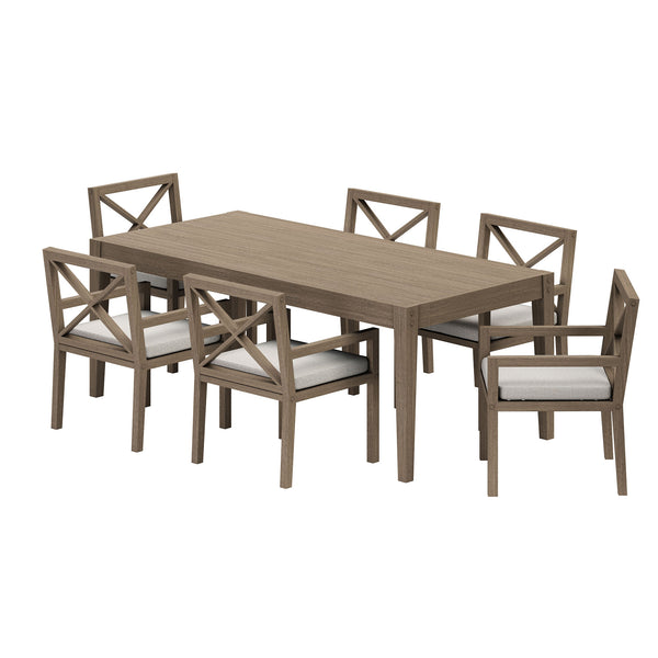 Northlake 7-Piece Outdoor Patio Teak Wood Dining Set - Brown