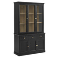 Amara 79 Inch Large Storage Display Cabinet in Black Oak