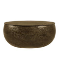 Tobin 35 Inch Hammered Metal Round Drum Coffee Table