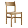 Alvia Oak Wood Dining Side Chair With Woven Seat