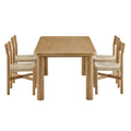 Alvia 5-Piece Oak Wood Dining Table and Chairs Set