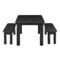 Alvia 3-Piece Oak Wood Dining Table and Benches Set
