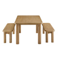 Alvia 3-Piece Oak Wood Dining Table and Benches Set