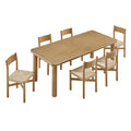 Alvia 7-Piece Oak Wood Extendable Dining Table and Chairs Set