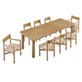 Alvia 9-Piece Oak Wood Extendable Dining Table and Chairs Set
