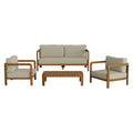 Kona 4-Piece Outdoor Patio Teak Wood Furniture Set