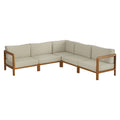 Kona 5-Piece Outdoor Patio Teak Wood Corner Modular Sofa