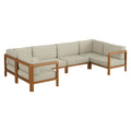 Kona 6-Piece Outdoor Patio Teak Wood Modular Sofa