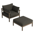Eleni 2-Piece Outdoor Patio Teak Wood Armchair and Ottoman Set