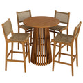 Rowe 5-Piece Outdoor Patio Teak Wood Bar Set