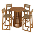 Reed 5-Piece Outdoor Patio Teak Wood Bar Set