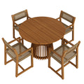 Reed 5-Piece Outdoor Patio Teak Wood Dining Set