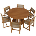 Reed 7-Piece Outdoor Patio Teak Wood Dining Set