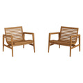 Hayden Outdoor Patio Teak Wood Armchairs Set of 2