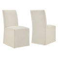 Aster Slub Weave Fabric Slipcovered Dining Chairs Set of 2