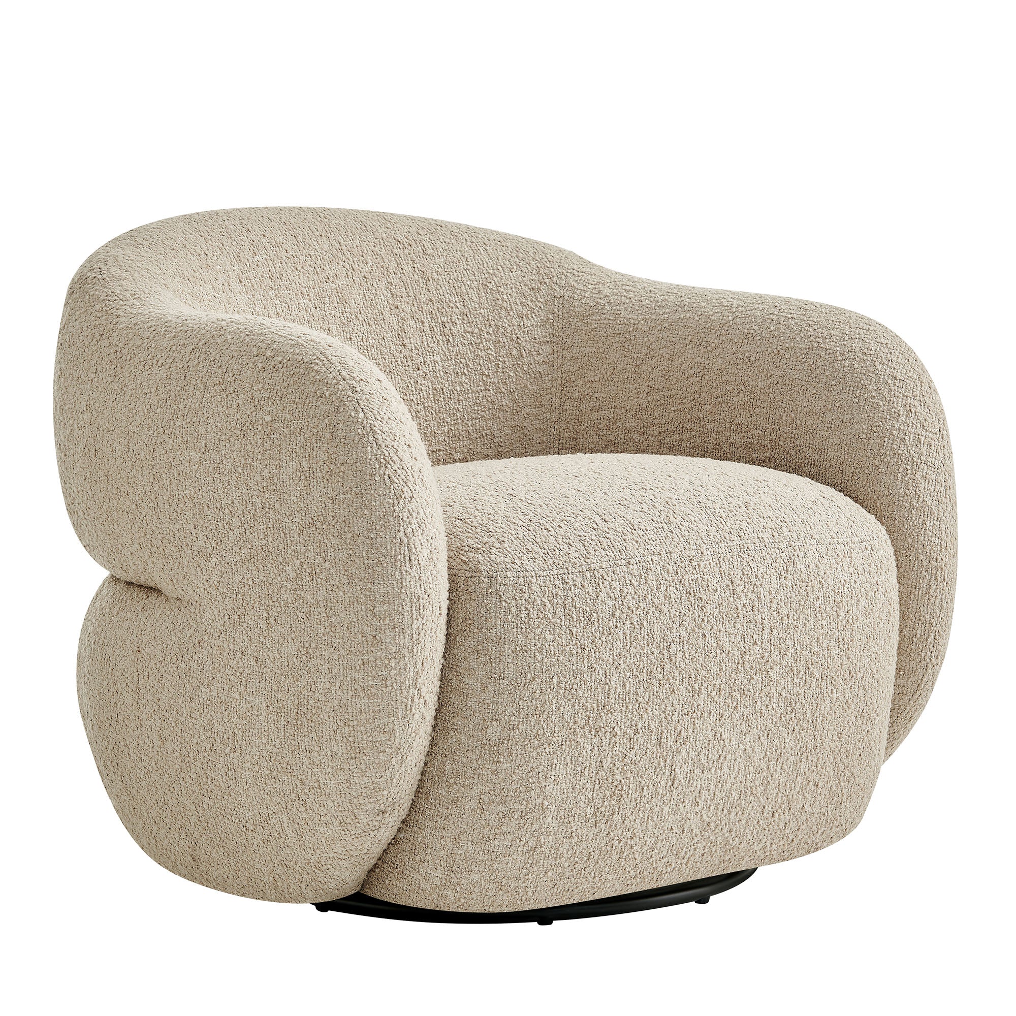 Selby Textured Woven Fabric Swivel Accent Chair - White