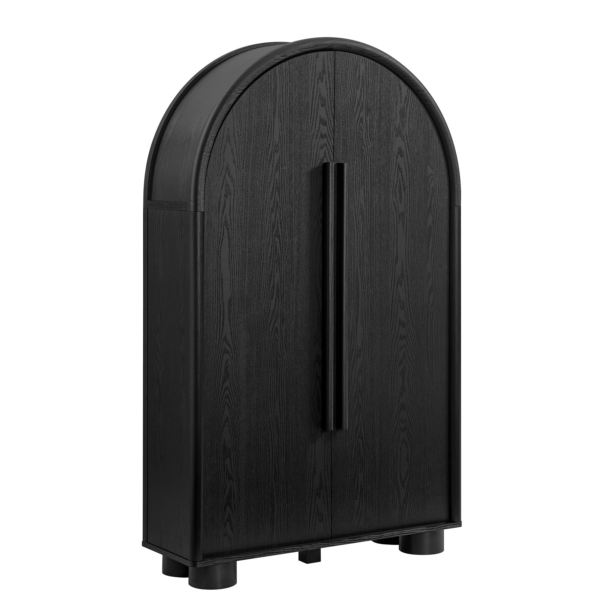 Bellamy Arched Fold-Out Desk Cabinet - Black