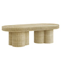 Sarova 60 Inch Natural Rattan Oval Pedestal Coffee Table