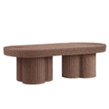 Sarova 60 Inch Natural Rattan Oval Pedestal Coffee Table