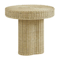Sarova 20 Inch Natural Rattan Round Pedestal Side Table