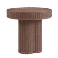 Sarova 20 Inch Natural Rattan Round Pedestal Side Table