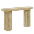 Sarova 59 Inch Natural Rattan Oval Console Table