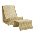 Eira 2 Piece Continuous Curved Natural Rattan Lounge Chair and Ottoman Set
