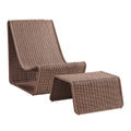 Eira 2 Piece Continuous Curved Natural Rattan Lounge Chair and Ottoman Set