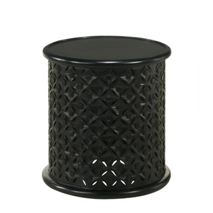 Krish 18-inch Round Accent Table in Black Stain