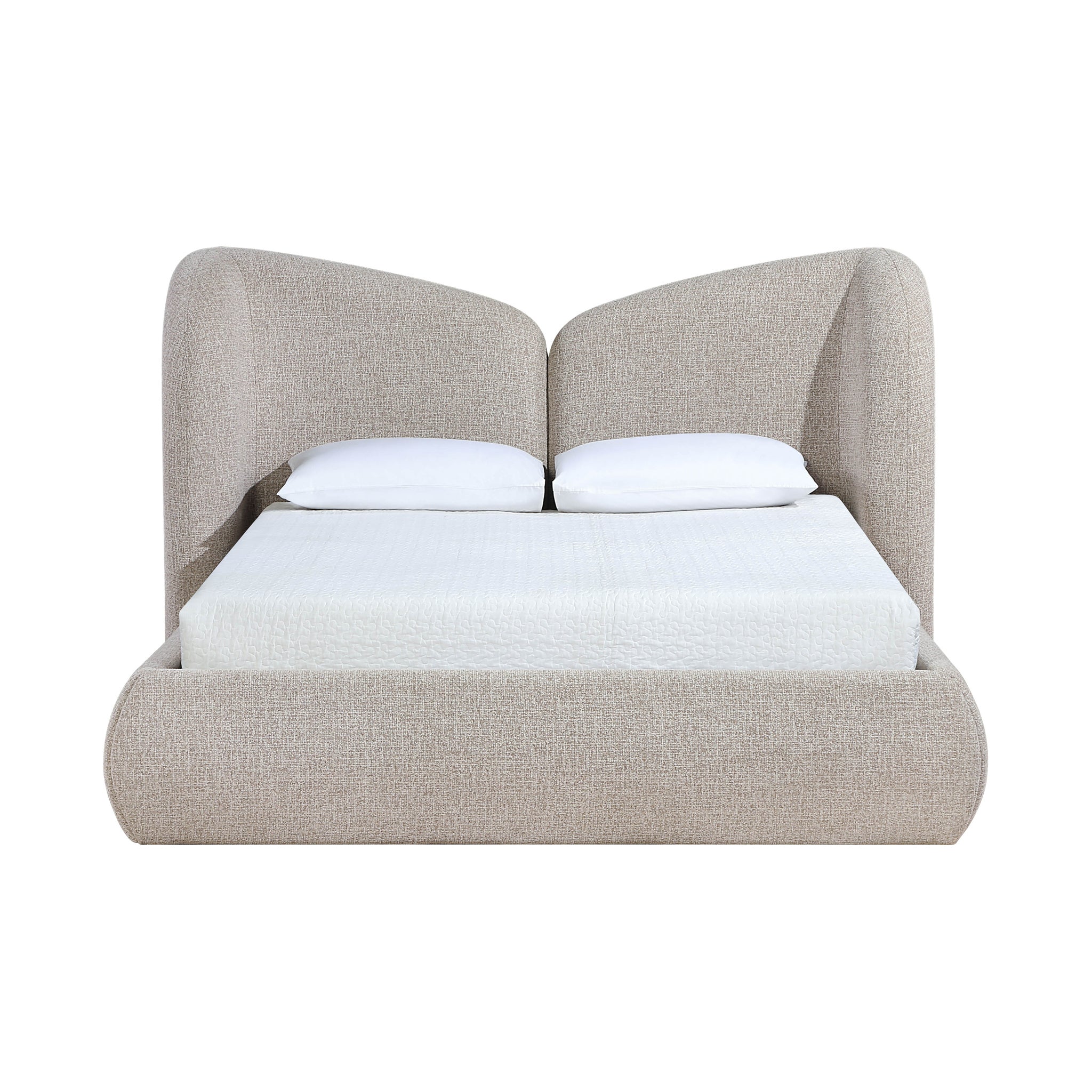 Esmeralda Chenille Fabric Upholstered Queen Bed - Beige
