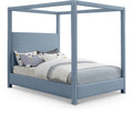 Estoril Sky Blue Linen Textured Fabric Upholstered Queen Bed (3 Boxes)