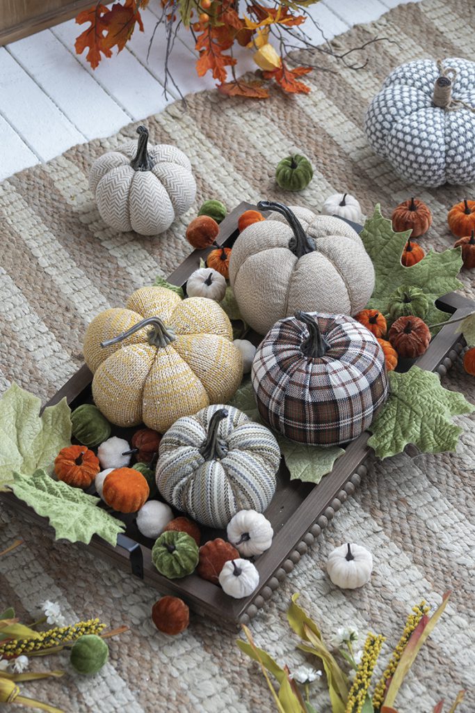 Set of 4 Fabric Weighted Pumpkins – Fall/Harvest Décor