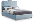 Fantine Light Blue Linen Textured Fabric Upholstered King Bed