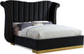 Filomena Velvet Upholstered King Bed (3 Boxes)