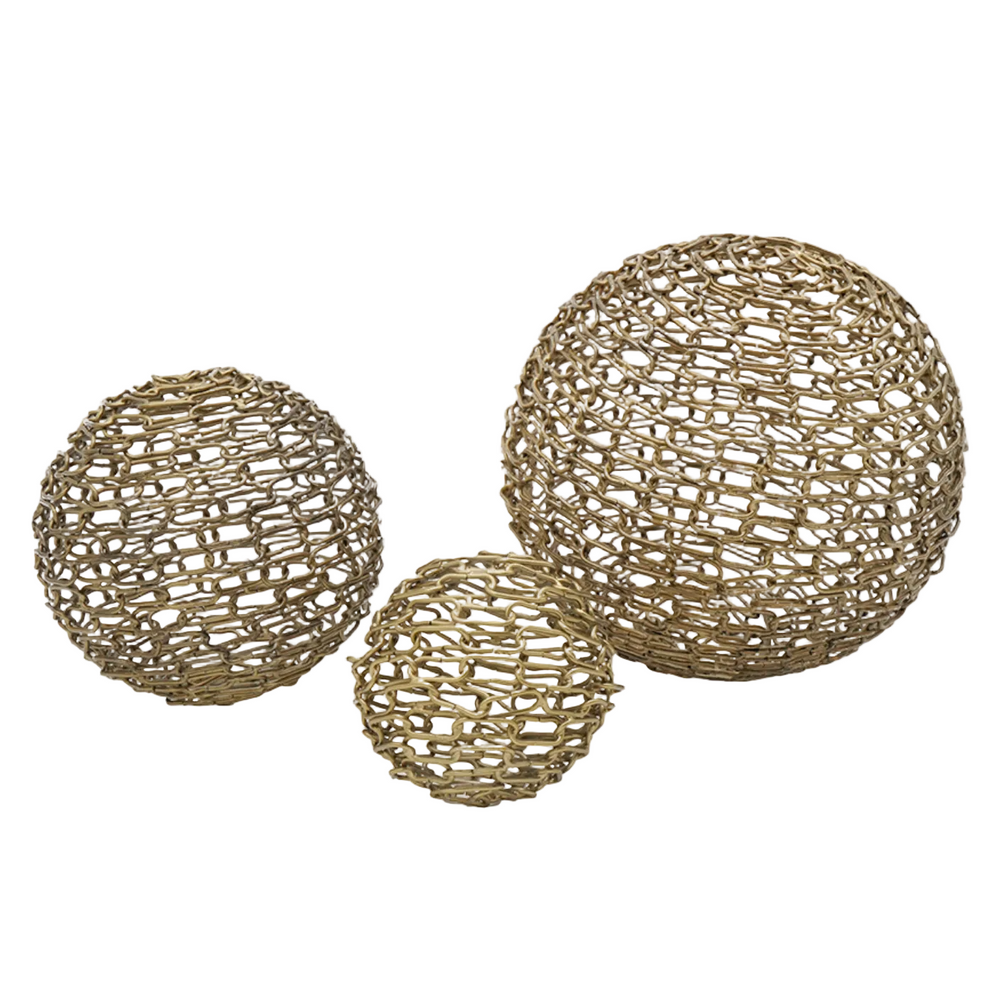 Set of 3 Iron Chain Decor Balls